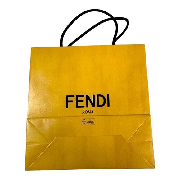 Fendi Yellow Shopping Bag Luxury Italian Gift Tote Rope Handles Authentic 10X10 - Picture 2 of 4